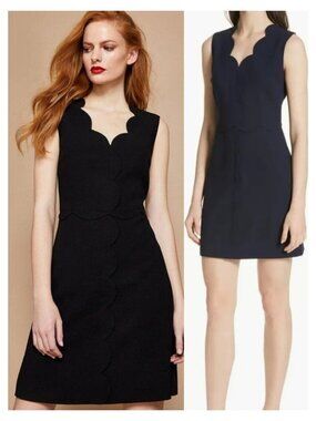 TED BAKER London Rubeyed Scallop Edge A-Line Dress Women's Size 12 Black